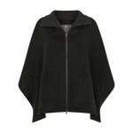 N.Peal Ribbed Collar Woven Cape in Dark Green | Coats | Coveti