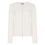 N.Peal Ribbed Full Zip Cashmere Jumper in New Ivory White | Sweaters | Coveti