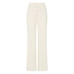 N.Peal Ribbed Wide Leg Cashmere Trousers in New Ivory White | Wide leg pants | Coveti