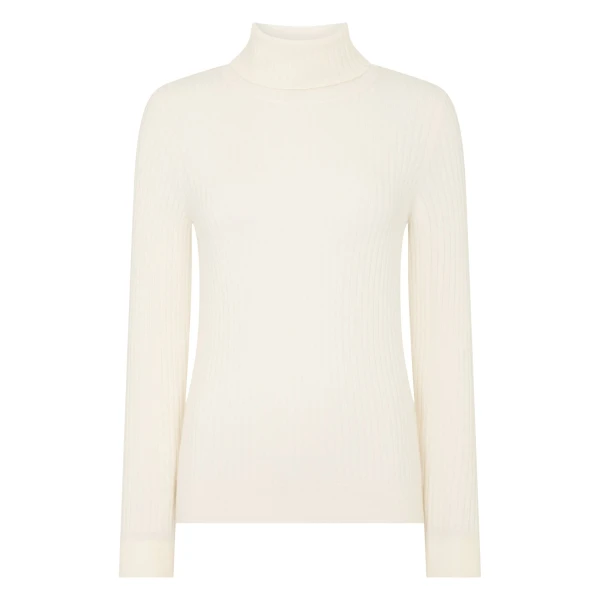 N.Peal Roll Neck Cashmere Jumper in New Ivory White | Turtlenecks | Coveti
