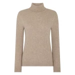 N.Peal Roll Neck Cashmere Jumper in Oatmeal Brown | Turtlenecks | Coveti