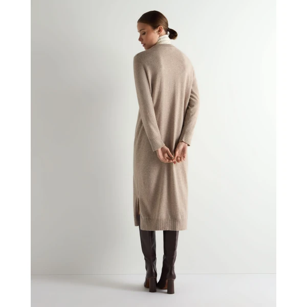 N.Peal Round Neck Cashmere Jumper Dress in Oatmeal Brown
