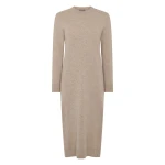 N.Peal Round Neck Cashmere Jumper Dress in Oatmeal Brown | Midi Dresses | Coveti