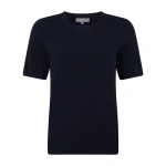 N.Peal Round Neck Cashmere T-Shirt in Navy Blue | T-shirts | Coveti