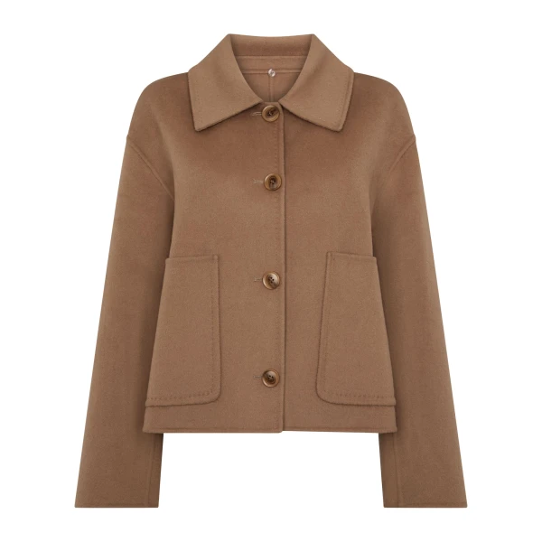 Shearling Collar Jacket in Camel Brown