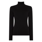 N.Peal Superfine Cashmere Ribbed Roll Neck Jumper in Black | Turtlenecks | Coveti
