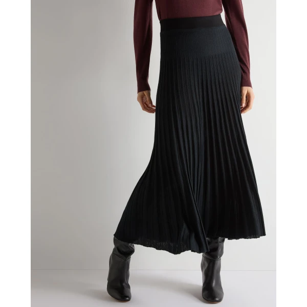 N.Peal Superfine Pleated Cashmere Silk Skirt in Black