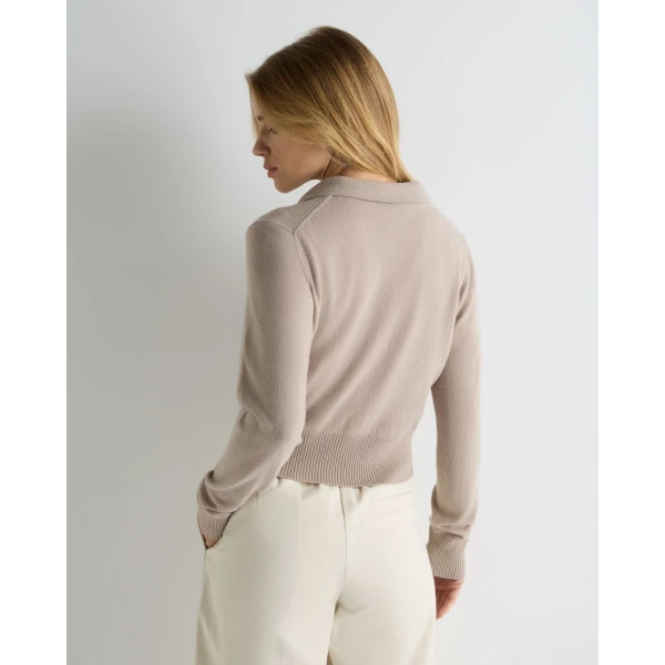 N.Peal Thea Collared Cashmere Cardigan in Cashew Brown