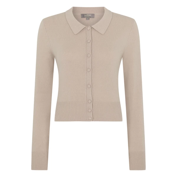 Thea Collared Cashmere Cardigan in Cashew Brown
