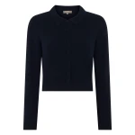 N.Peal Thea Collared Cashmere Cardigan in Navy Blue | Cardigan | Coveti