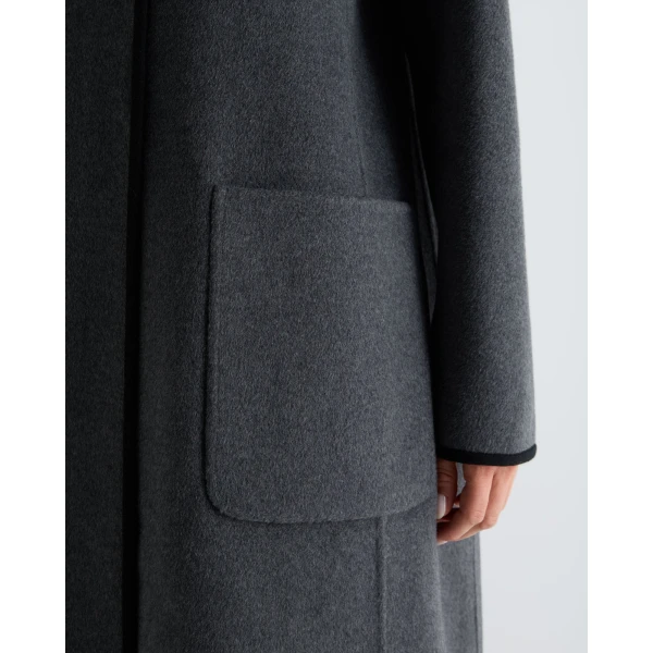 N.Peal Wool Silk Blend Coat in Charcoal Grey