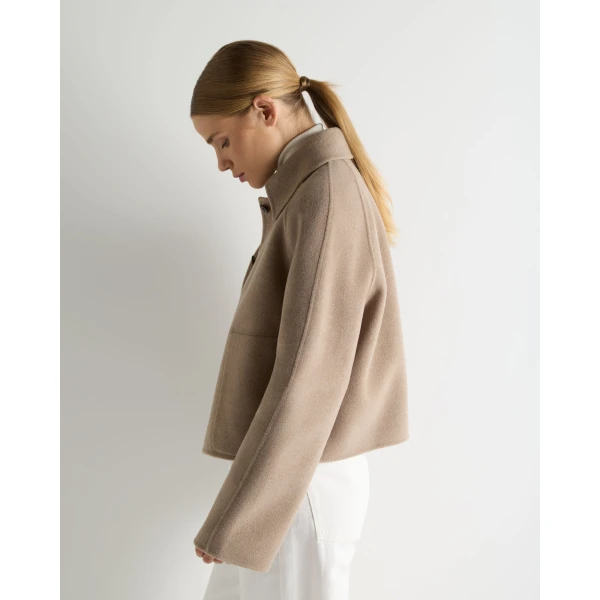 N.Peal Wool Silk Blend Jacket in Dark Beige Brown
