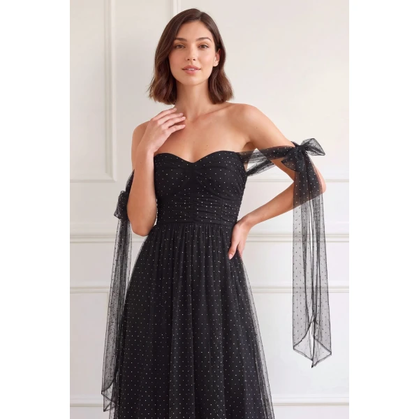 Needle and Thread Amaya Shimmer Gown in Jet Black