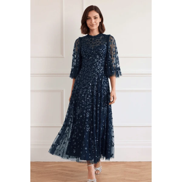 Needle and Thread Constellation Ankle Gown in Navy
