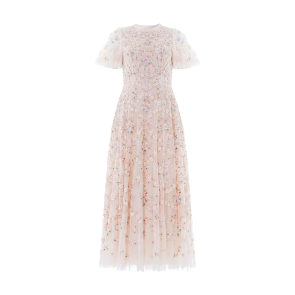 Floral Waltz Ankle Gown in Cream / Pastel