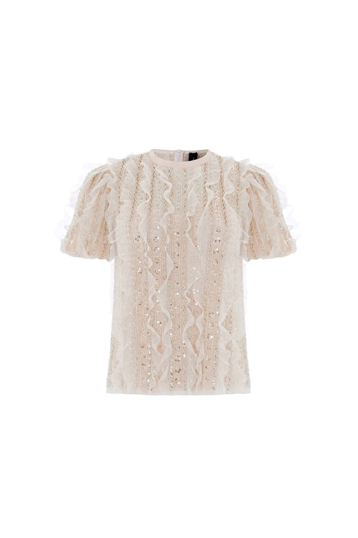 Needle and Thread Jet Frill Blouse in Soft Peony / Silver Needle and Thread Jet Frill Blouse in Soft Peony / Silver | Blouse | Coveti
