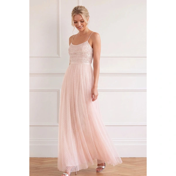 Needle and Thread Lace Coppelia Gown in Soft Peony / Silver