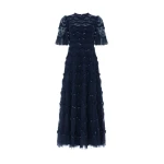 Needle and Thread Lily Bloom Ankle Gown in Navy | Evening Gowns | Coveti