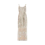 Needle and Thread Luminara Sleeveless Ankle Gown in Moonbeam / Silver | Evening Gowns | Coveti