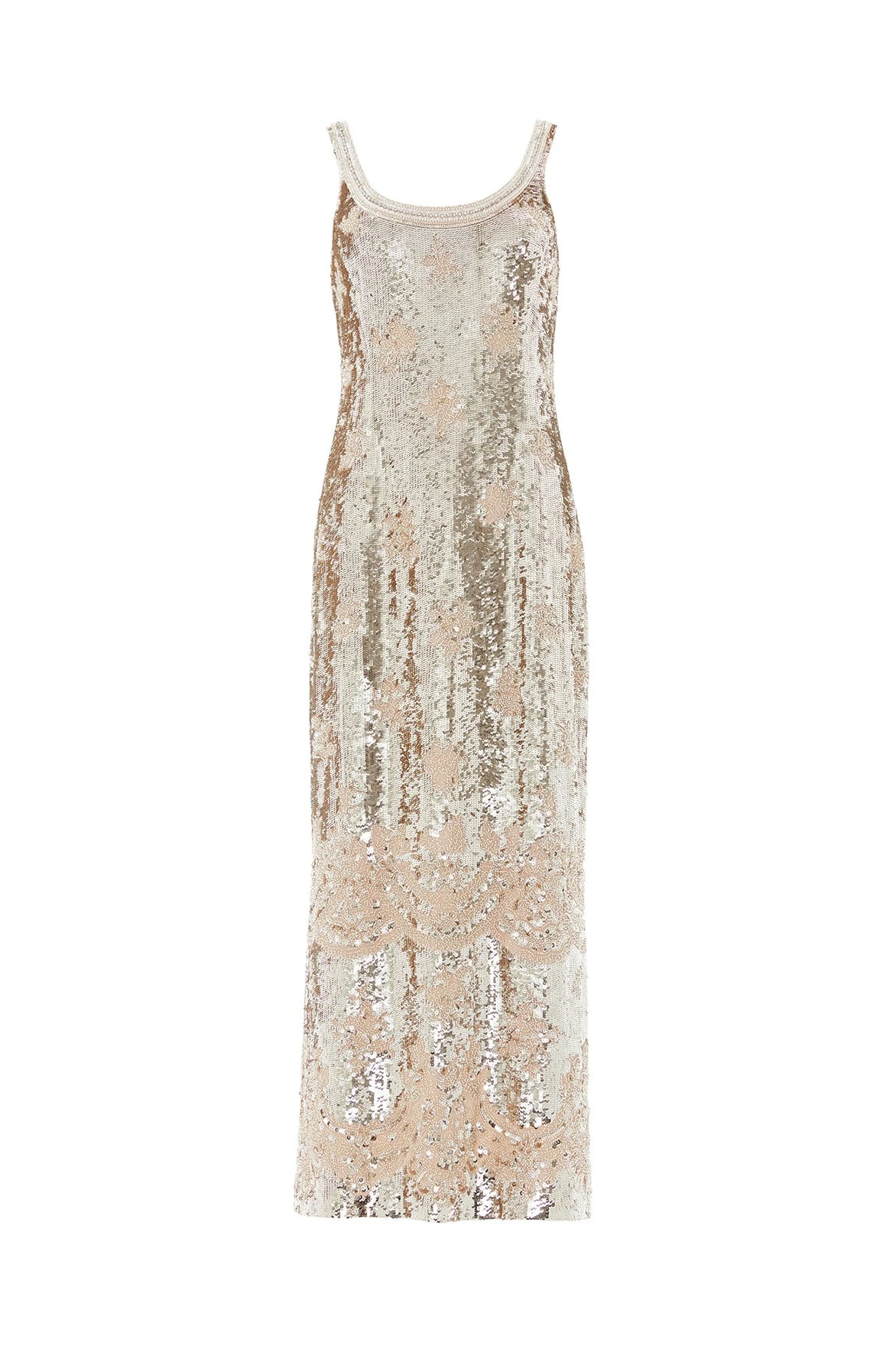 Needle and Thread Luminara Sleeveless Ankle Gown in Moonbeam / Silver Needle and Thread Luminara Sleeveless Ankle Gown in Moonbeam / Silver | Evening Gowns | Coveti