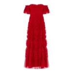 Needle and Thread Thalia Off-Shoulder Gown in Ribbon Red | Evening Gowns | Coveti