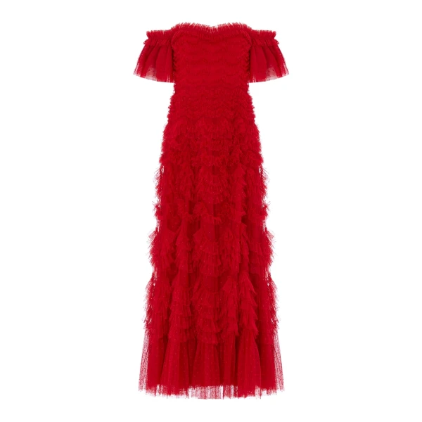 Thalia Off-Shoulder Gown in Ribbon Red