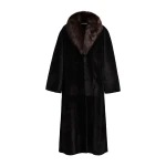 Nour Hammour Astoria Shearling Coat in Black Brown | Fur Coats | Coveti