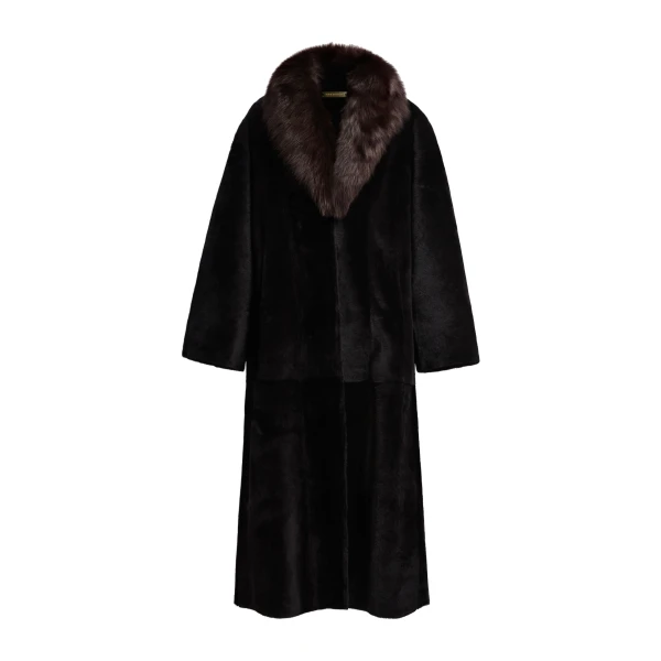 Astoria Shearling Coat in Black Brown