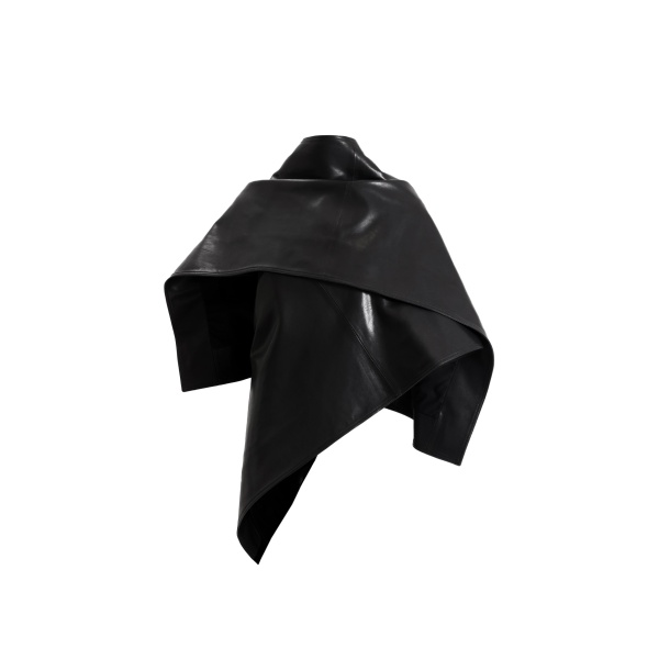 Nour Hammour Edra Leather Cape Scarf in Black