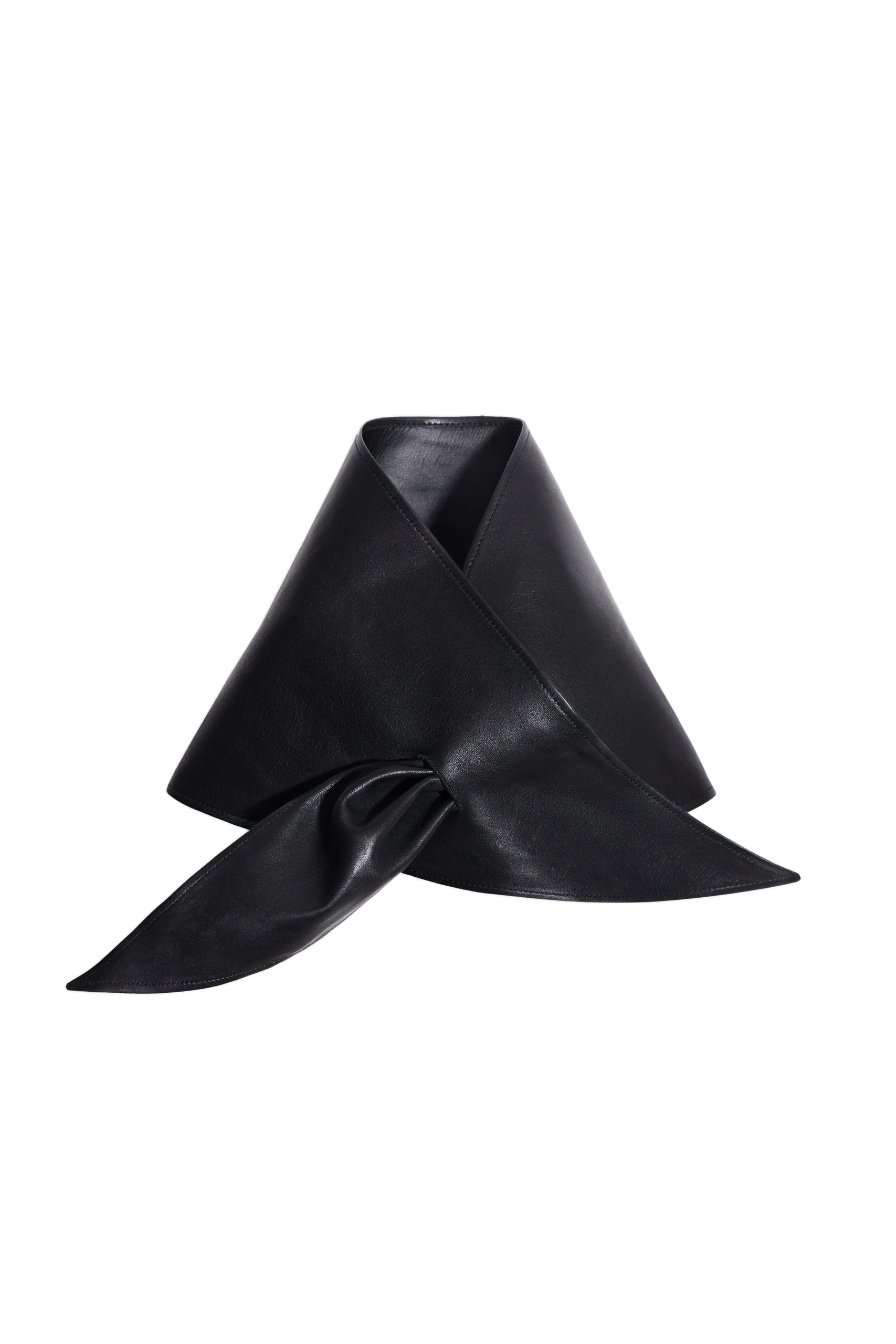 Nour Hammour Sena Leather Foulard in Noir Classique Nour Hammour Sena Leather Foulard in Noir Classique