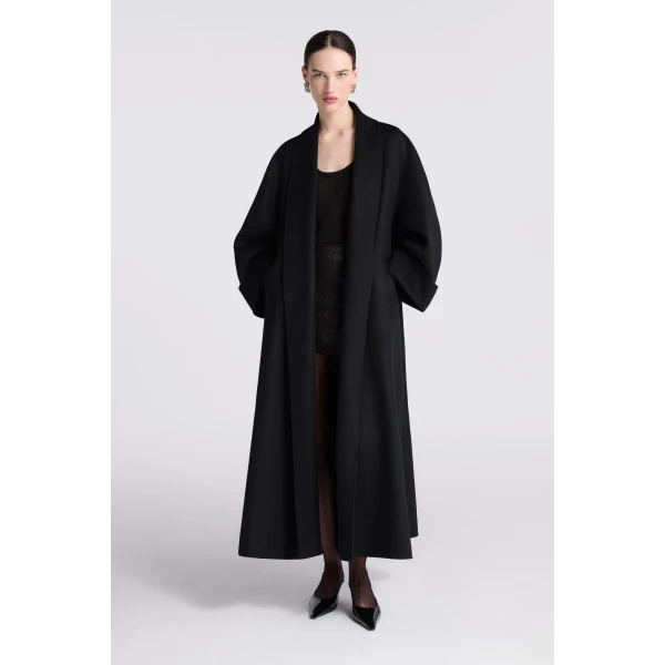 Nour Hammour Sima Wool Coat in Black