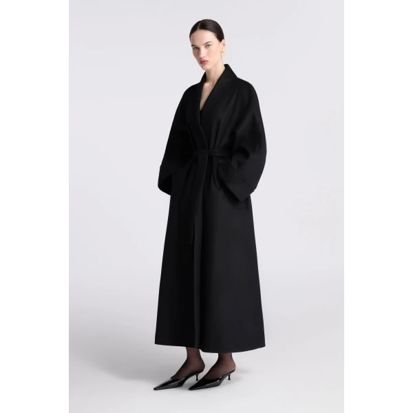 Nour Hammour Sima Wool Coat in Black