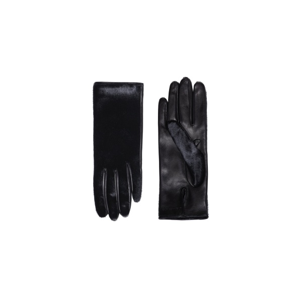 Nour Hammour Wrislet Short Gloves in Black Ponyhair