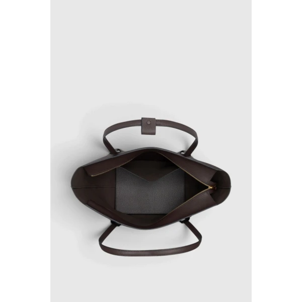 Oroton Alba Pebble Tote Dark Chocolate, view 3