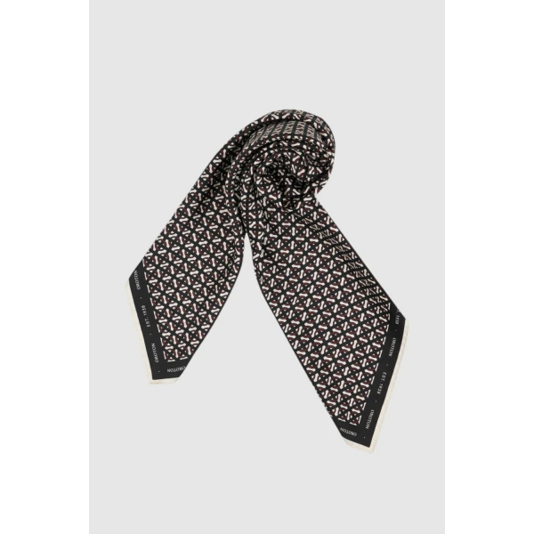 Oroton All Over Logo Silk Scarf Black, view 4