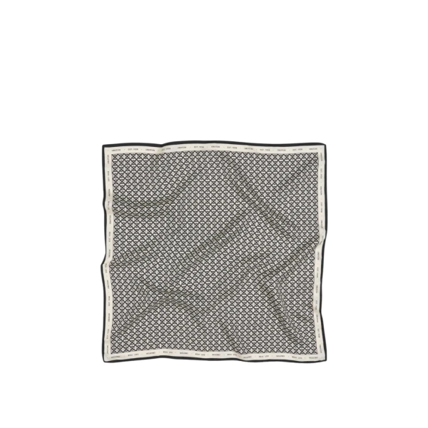 Oroton All Over Logo Silk Scarf Cream/Black