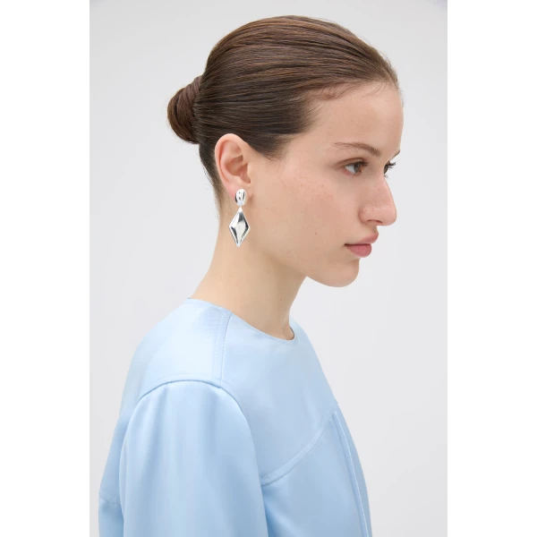 Oroton Banks Drop Earrings Bright Silver, view 2