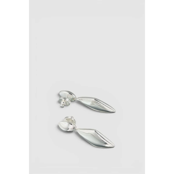Oroton Banks Drop Earrings Bright Silver, view 3