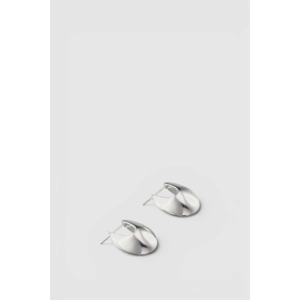 Oroton Banks Hoop Earrings Bright Silver, view 3