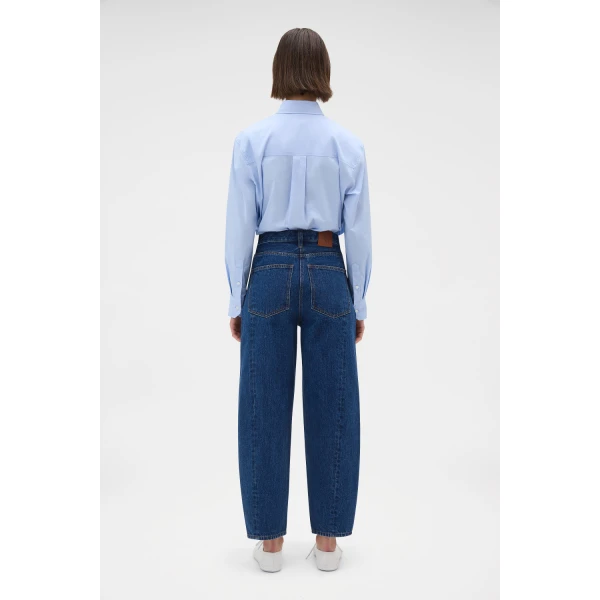 Oroton Barrel Leg Denim Jean Indigo Wash, view 5
