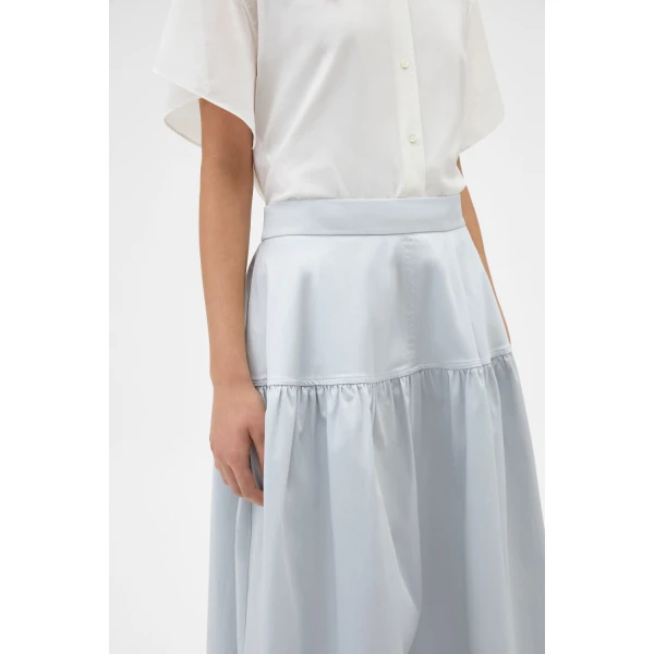 Oroton Basque Detail Skirt Pale Frost, view 5