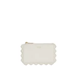 Oroton Broidery Smooth 4 Credit Card Mini Zip Pouch Warm White