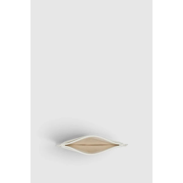 Oroton Broidery Smooth Credit Card Sleeve Warm White, view 2