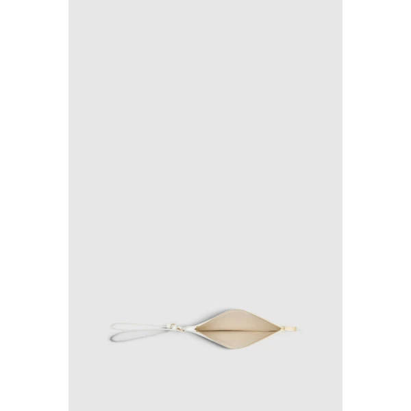 Oroton Broidery Smooth Pouch Warm White, view 2