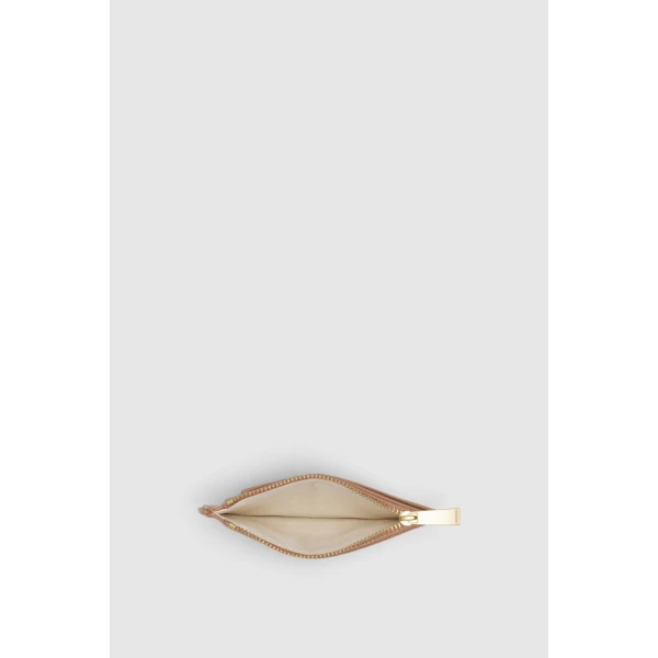 Oroton Broidery Studded 4 Credit Card Mini Zip Pouch Praline, view 2