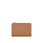 Oroton Broidery Studded Mini 10 Credit Card Zip Wallet Praline