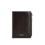 Oroton Cecile Crackle 10 Credit Card Mini Zip Wallet True Chocolate