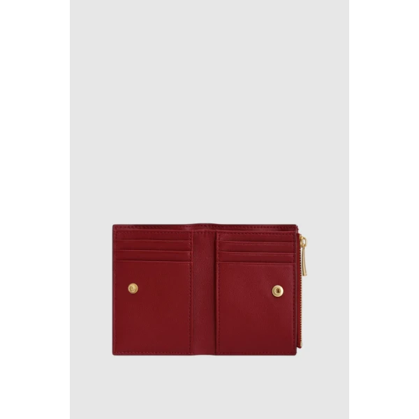 Oroton Cecile Smooth 10 Credit Card Mini Zip Wallet Garnet, view 2