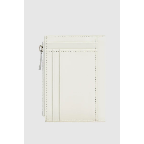 Oroton Cecile Smooth 10 Credit Card Mini Zip Wallet Warm White, view 3