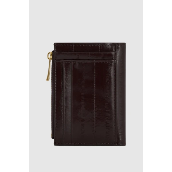 Oroton Cecile Texture Mini 10 Credit Card Zip Wallet Mulberry, view 3